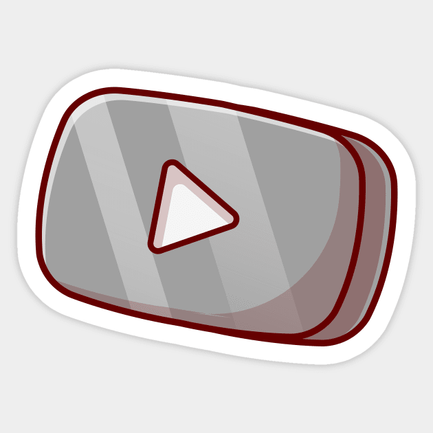 Silver Play Button in Rounded Rectangle Music Cartoon Vector Icon Illustration Sticker by Catalyst Labs